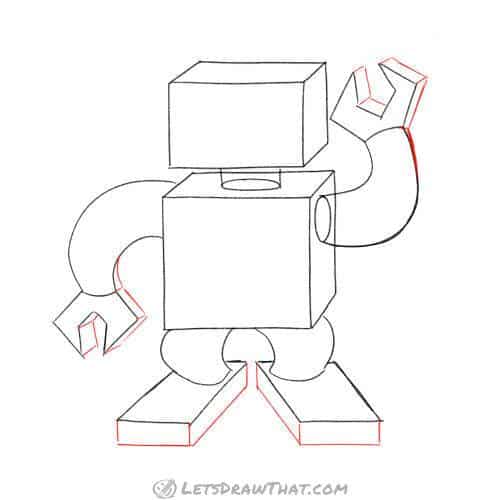 Drawing step: Add perspective to the hands and feet