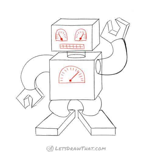 Drawing step: Sketch the robot’s face
