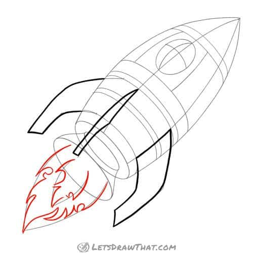 Drawing step: Draw the exhaust flames