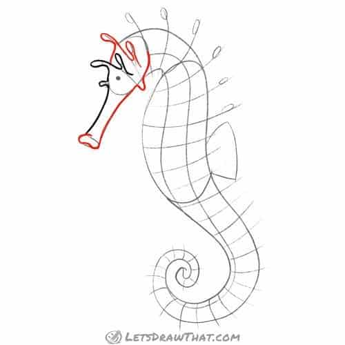 Drawing step: Outline the rest of the head