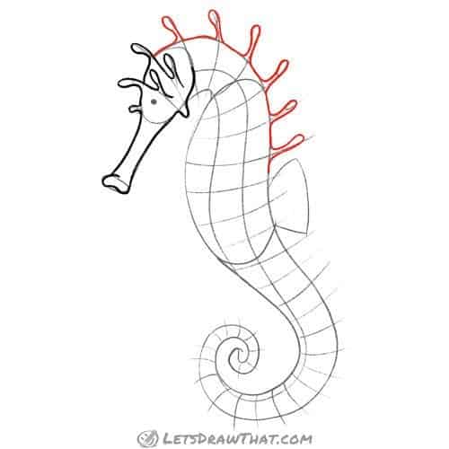 Drawing step: Draw the rounded back spikes
