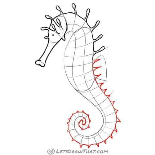 Drawing step: Draw the lower back spikes