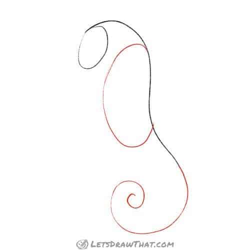 Drawing step: Sketch the belly and the tail