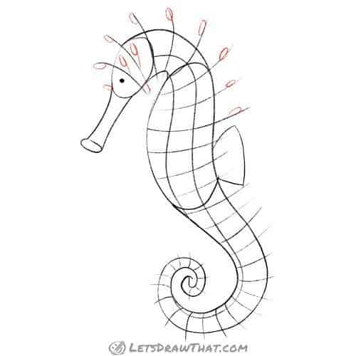 Drawing step: Add round spine ends