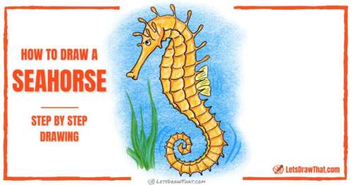 How to draw a seahorse with an awesome body pattern - step-by-step-drawing tutorial featured image