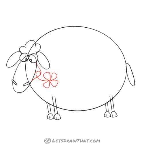 Drawing step: Draw the sheep's mouth