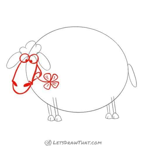 Drawing step: Draw the sheep's head