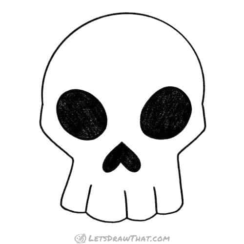 How to draw a skull: finished outline drawing