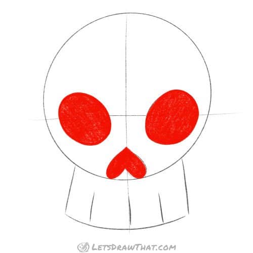 Drawing step: Fill in eye and nose sockets