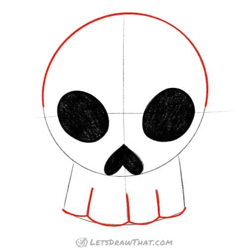 Drawing step: Outline the top of the skull and the jaw