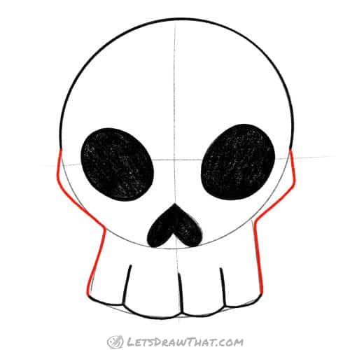 Drawing step: Finish the skull outline