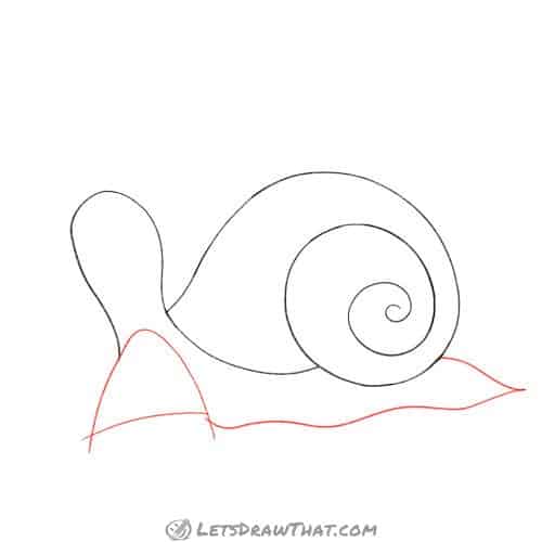 Drawing step: Draw the snail's foot