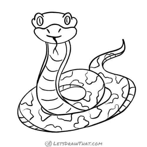 How to draw a snake: finished outline drawing