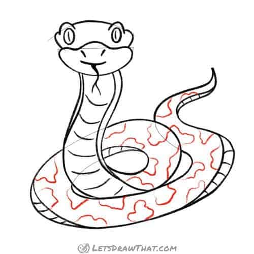 Drawing step: Draw the markings on the snake's body