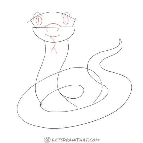 Drawing step: Sketch the snake's face