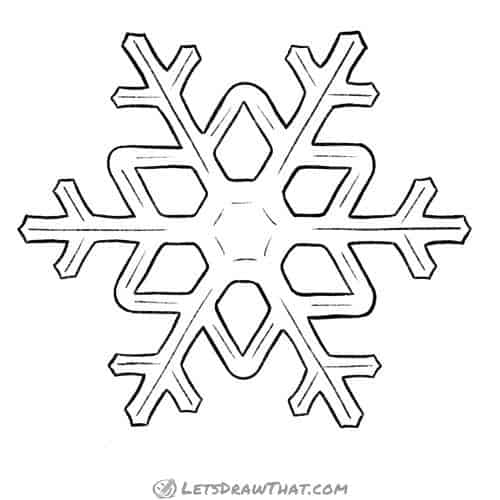 How to draw a snowflake: finished outline drawing