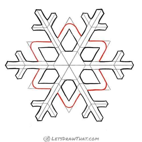 Drawing step: Outline the outer star shape