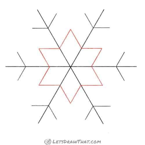 Drawing step: Draw second row of touching branches