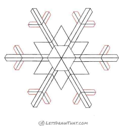 Drawing step: Double up the short branches