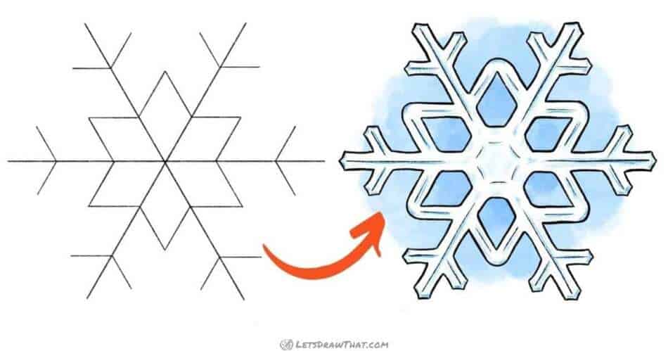 How to Draw a Snowflake – Easy yet Graceful - step-by-step-drawing tutorial featured image