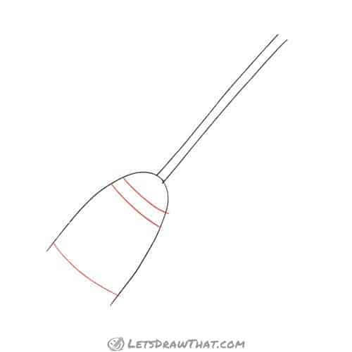 Drawing step: Draw the tie stitching and mark the end of the bristles