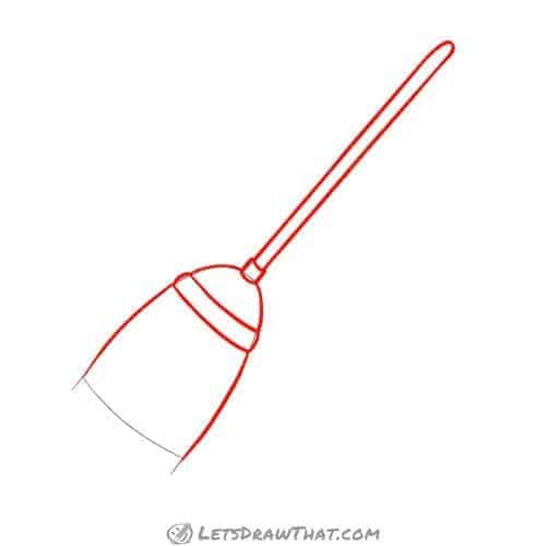 Drawing step: Draw the broom handle and head