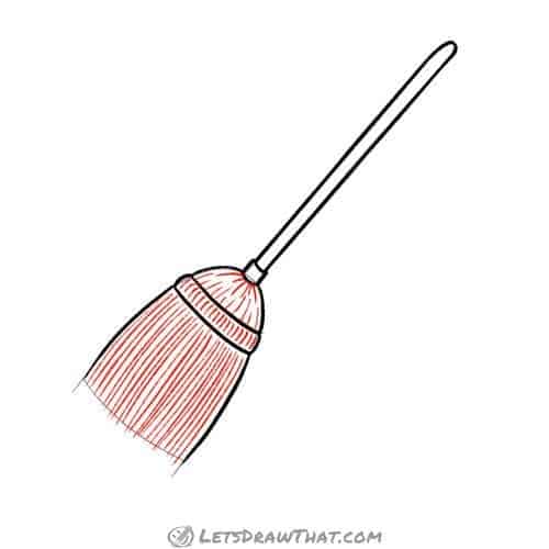 Drawing step: Draw the broom bristles