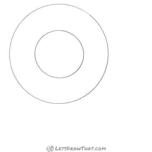 Drawing step: Draw two circles for the flower head