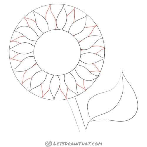 Drawing step: Draw the second layer of petals