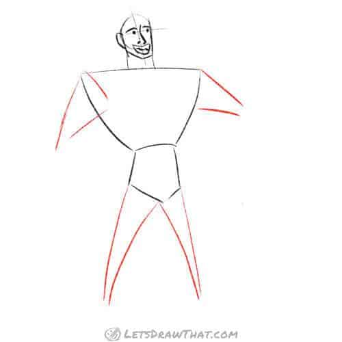 Drawing step: Add arms and legs