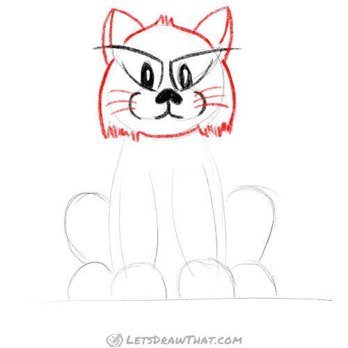Drawing step: Draw the tiger’s head