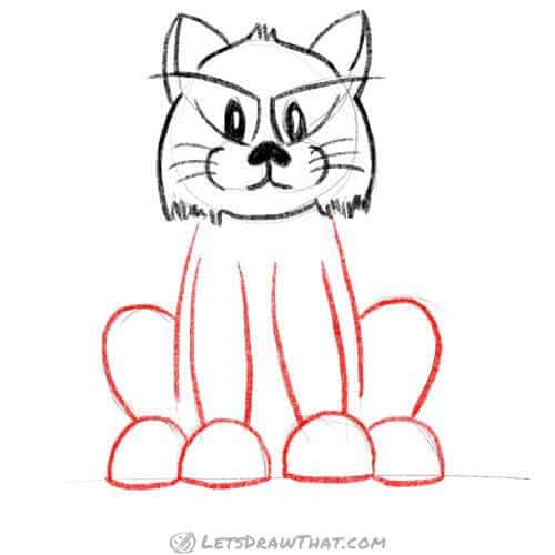 Drawing step: Outline the tiger’s body