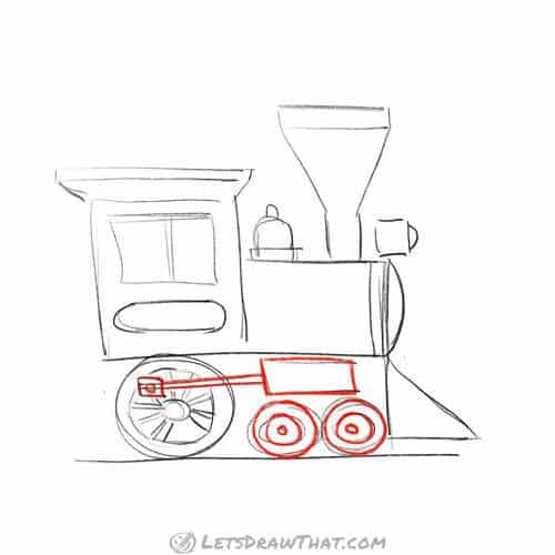 Drawing step: Draw the wheels and drive train