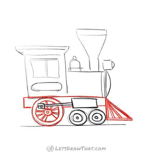 Drawing step: Draw the bottom of the locomotive