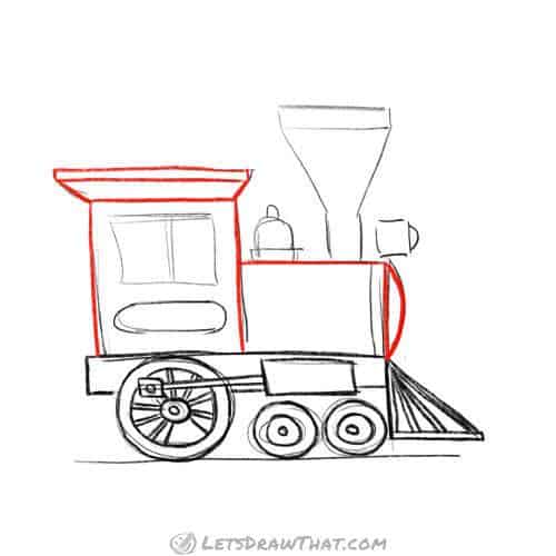 Drawing step: Draw the body of the locomotive