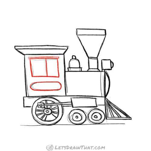 Drawing step: Draw the window and signboard