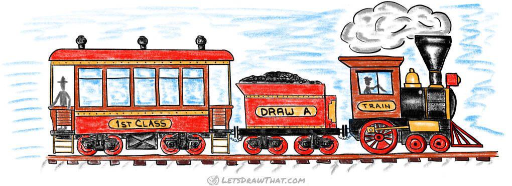 How to draw a train: complete train drawing in one picture