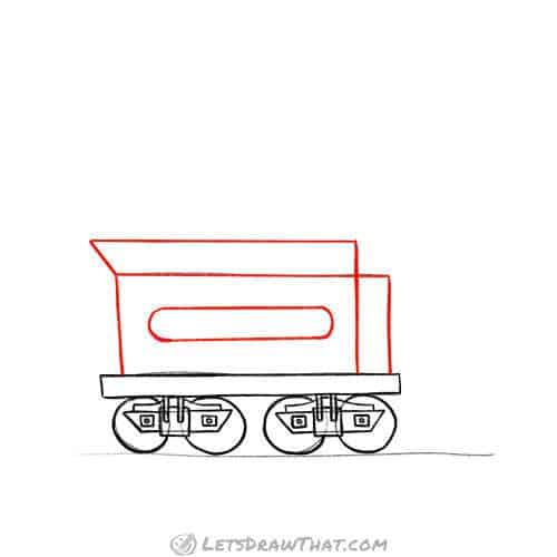 Drawing step: Draw the body of the coal car