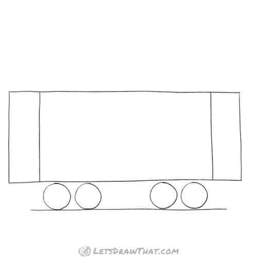 Drawing step: Sketch the base wagon shape
