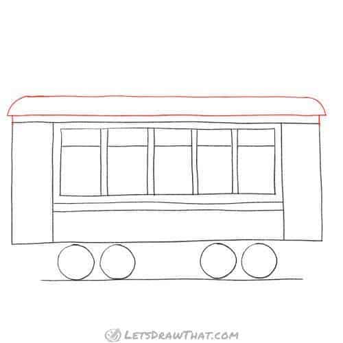 Drawing step: Add the wagon roof
