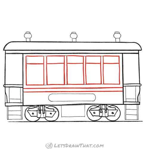 Drawing step: Draw the train windows