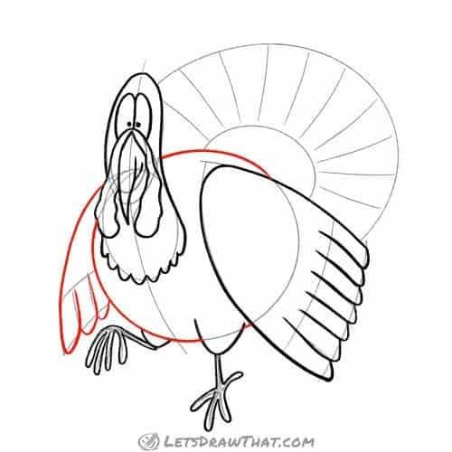 Drawing step: Finish drawing the other wing and body