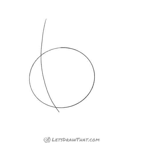 Drawing step: Sketch the body circle and neckline