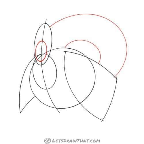 Drawing step: Sketch the turkey's tail