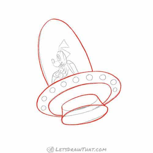 Drawing step: Outline the UFO