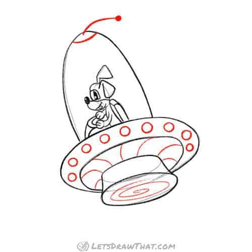 Drawing step: Dress up the UFO with some final details