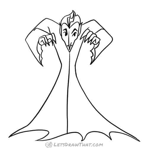 How to draw a vampire: finished outline drawing