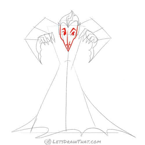 Drawing step: Draw the vampire's face