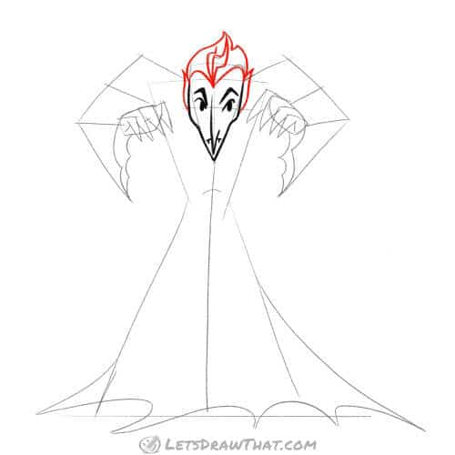Drawing step: Outline the hair and ears