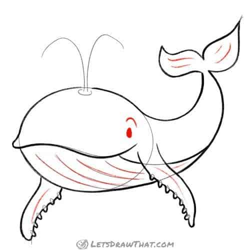 Drawing step: Draw the eye and grooves
